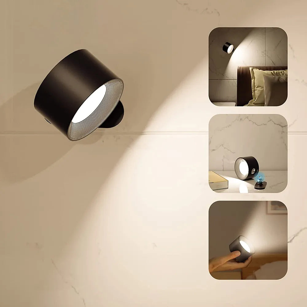 Spotlight Cordless Wall Lamp - 360° Rotation, Dimmable, Rechargeable Wall Light - White / Touch Control