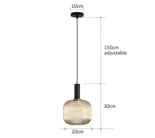 Luxora Nordic Glass Pendant Light, Brass Finish Warm Glow Hanging Lamp