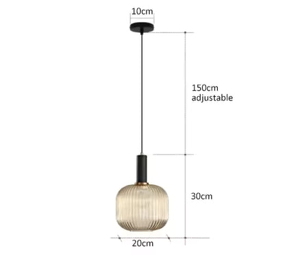 Luxora Nordic Glass Pendant Light, Brass Finish Warm Glow Hanging Lamp