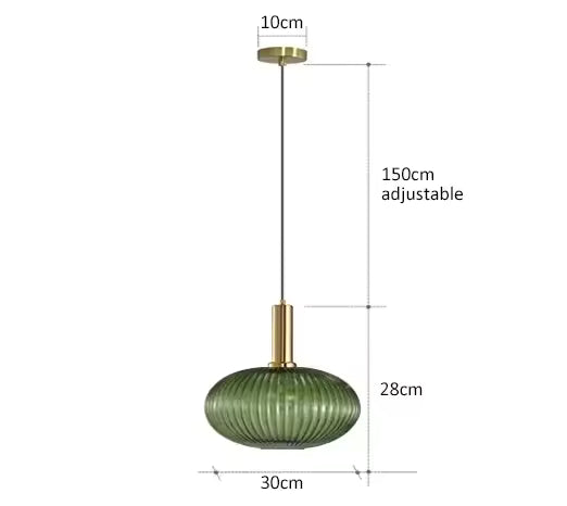 Luxora Nordic Glass Pendant Light, Brass Finish Warm Glow Hanging Lamp
