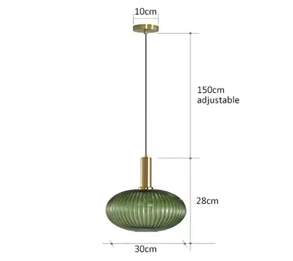 Luxora Nordic Glass Pendant Light, Brass Finish Warm Glow Hanging Lamp