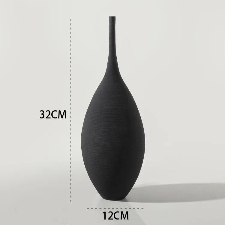 Minimalist Ceramic Vase – Handcrafted Matte Finish Decor Vase - Black 1