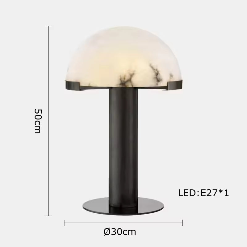 RoyaleGlow Dimmable Alabaster & Metal LED Table Lamp for Bedroom & Living Room