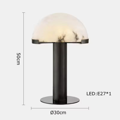 RoyaleGlow Dimmable Alabaster & Metal LED Table Lamp for Bedroom & Living Room