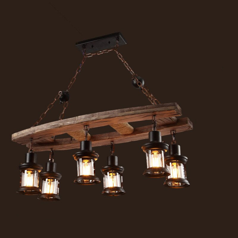 Royaleva Antique Industrial Wood LED Ceiling Light - Pendant Lamps For Vintage Home Decor