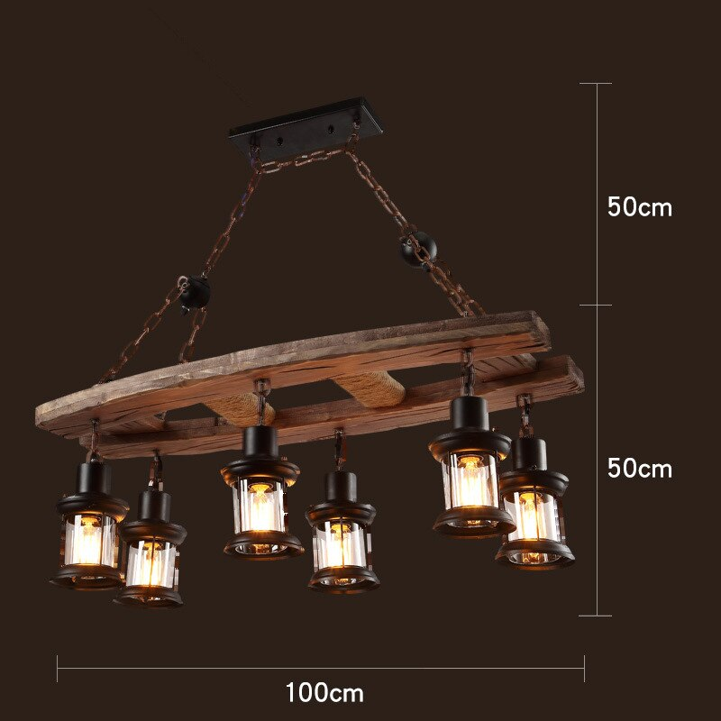 Royaleva Antique Industrial Wood LED Ceiling Light - Pendant Lamps For Vintage Home Decor