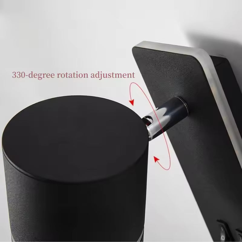 Lumora Nordic Minimalist Rotatable LED Wall Sconce Lamp - Modern Black and White Wall Lights for Reading and Ambient Lighting