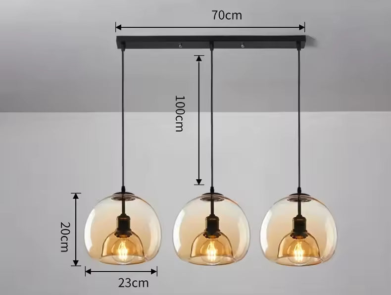 LuxRoyale Minimalist Smoked Glass Dome Pendant Light for Kitchen, Dining, Bar and Bedroom