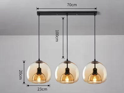 LuxRoyale Minimalist Smoked Glass Dome Pendant Light for Kitchen, Dining, Bar and Bedroom