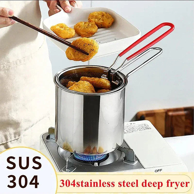 Royallure 304 Stainless Steel Deep Frying Pot with Strainer for Chicken & More
