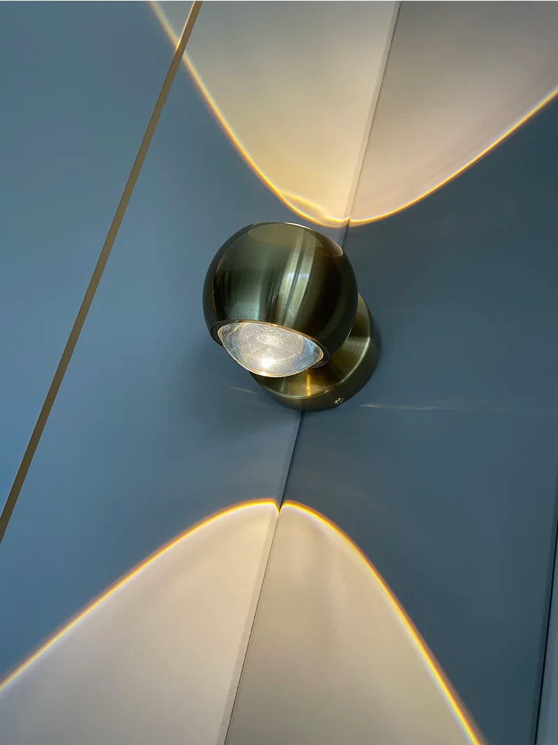 LuxRoyale Minimalist Polished Wall Light With Crystal Hourglass Core Dual Arcs