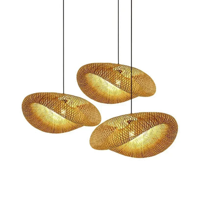 Bamboo Woven Pendant Light - Handcrafted Rattan Hanging Ceiling Lamp - Default Title