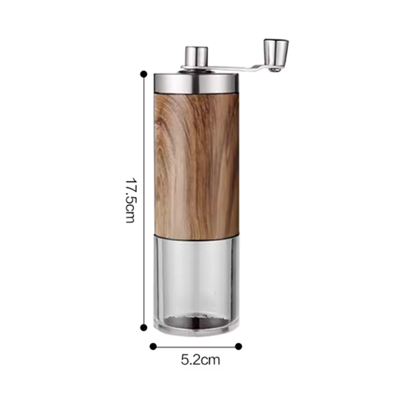 Luxora Wood Grain Manual Coffee Grinder - Portable Ceramic Hand Crank