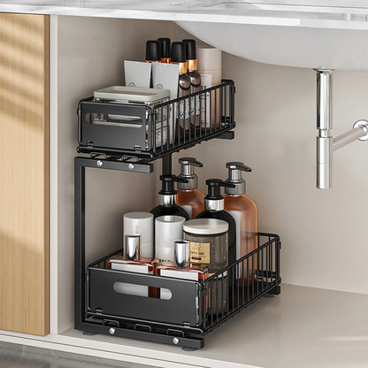 Royallure Pull-Out Under Sink Organizer 2-Tier Adjustable Sliding Shelf for Cabinets