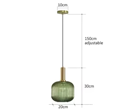 Luxora Nordic Glass Pendant Light, Brass Finish Warm Glow Hanging Lamp