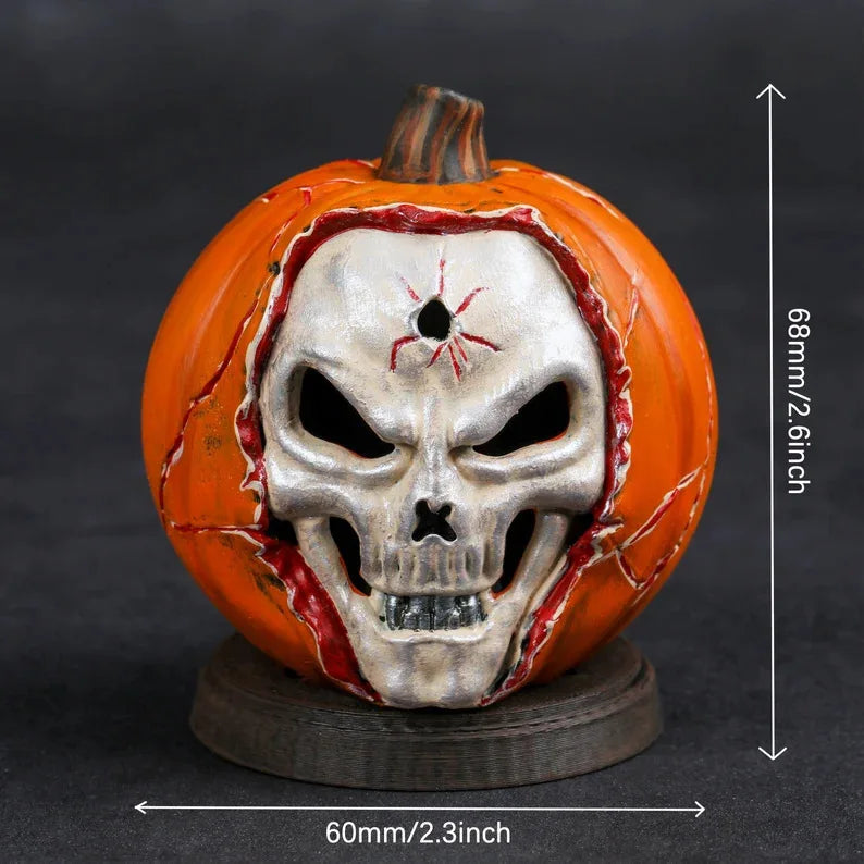 Royelux Luminous Pumpkin Skull Resin Statue Halloween Horror Home Decoration