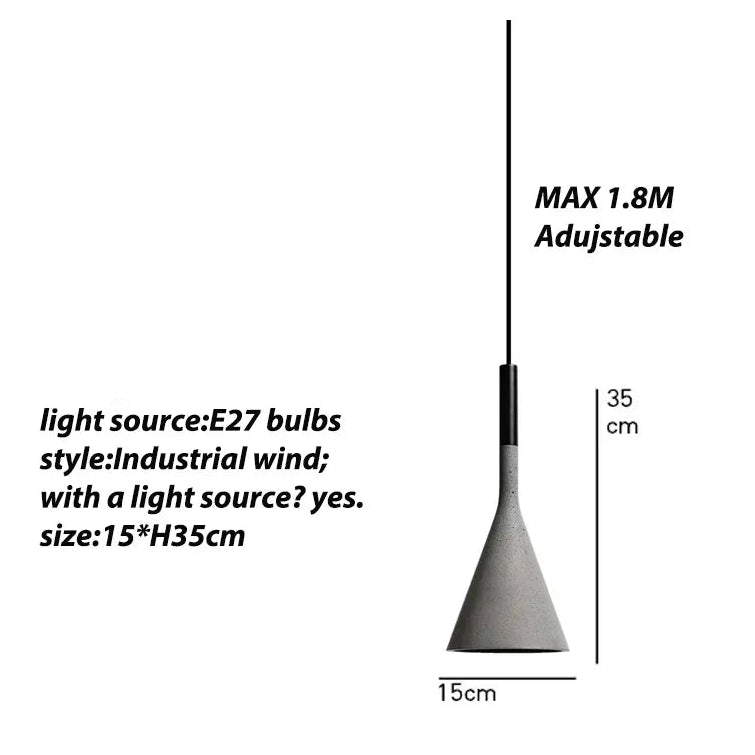 LuxRoyale Cement Pendant Light, Adjustable Industrial LED Lamp for Kitchen Island