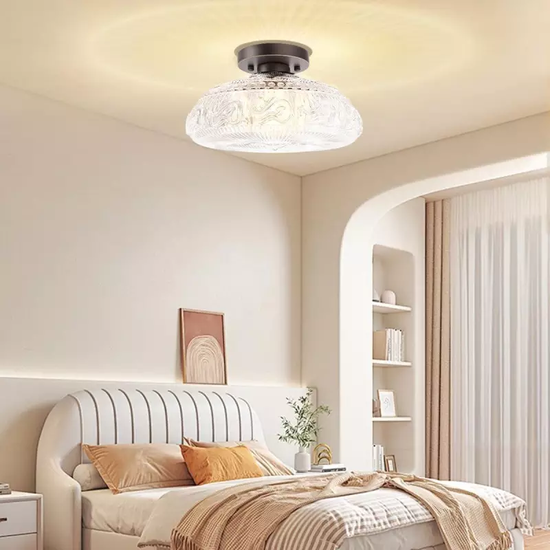 Royelux Modern Engraved Glass Semi-Flush Mount Ceiling Light