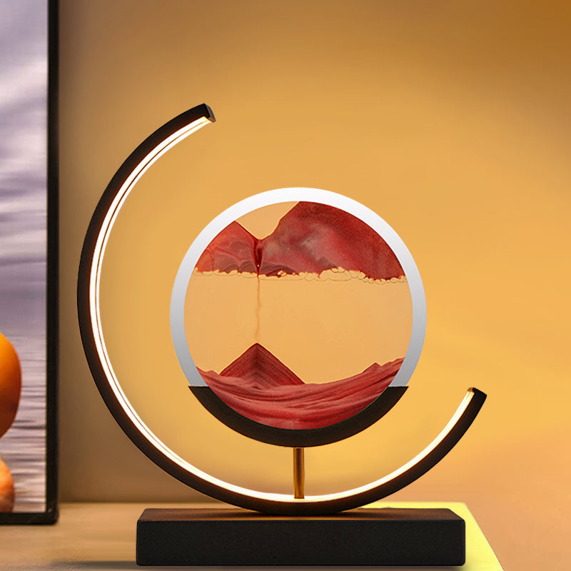 Royallure 3D Hourglass LED Lamp - Mesmerizing Sand Art for Home Decor - White Moon-green