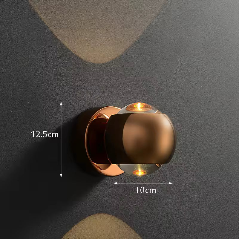 LuxRoyale Minimalist Polished Wall Light With Crystal Hourglass Core Dual Arcs