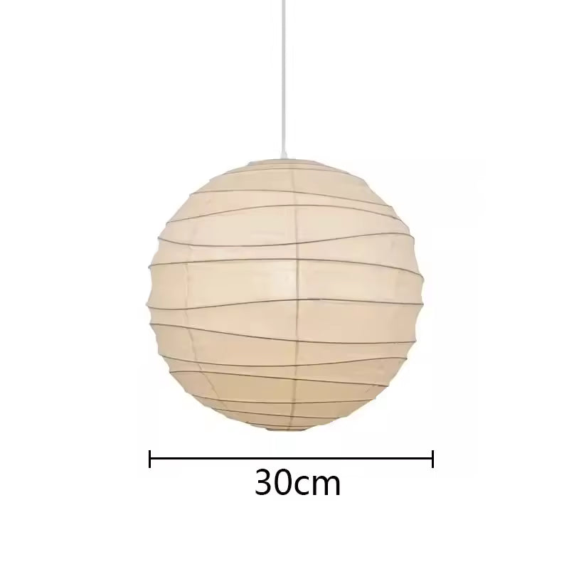 LuxRoyale Japanese Rice Paper Globe Pendant Light, Wabi Sabi Hanging Lamp