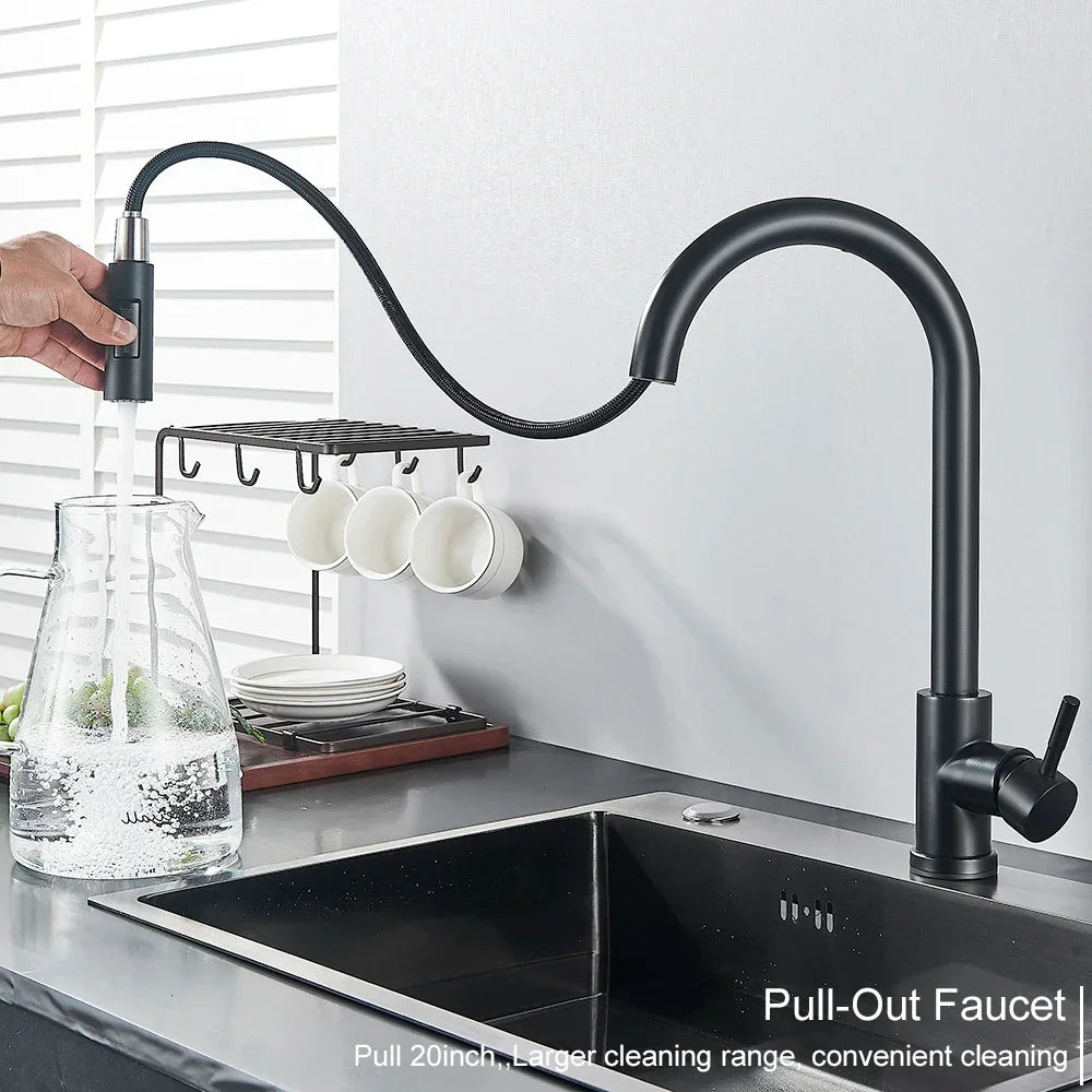 Royallure Touch-Sensor Pull-Out Kitchen Tap – Hands-Free Flow, Swivel Sprayer & Germ-Safe