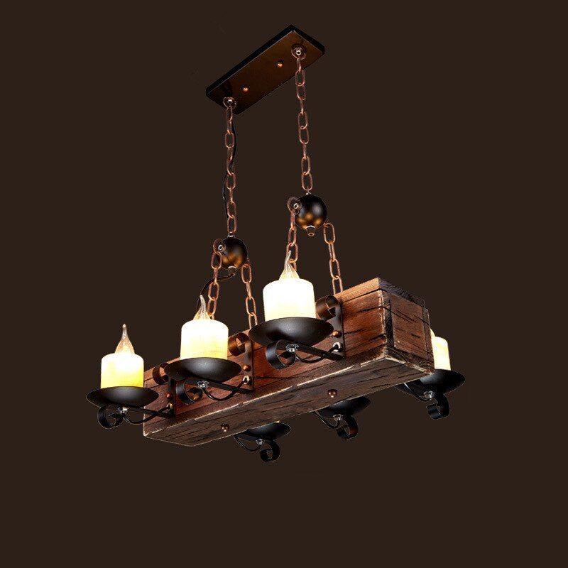 Royaleva Antique Industrial Wood LED Ceiling Light - Pendant Lamps For Vintage Home Decor