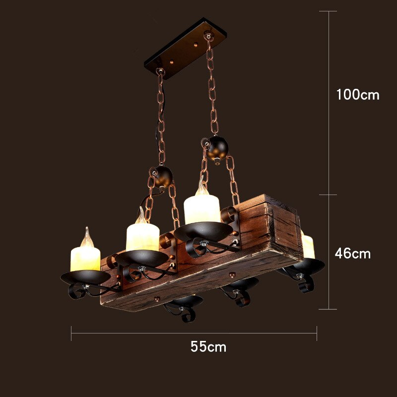 Royaleva Antique Industrial Wood LED Ceiling Light - Pendant Lamps For Vintage Home Decor