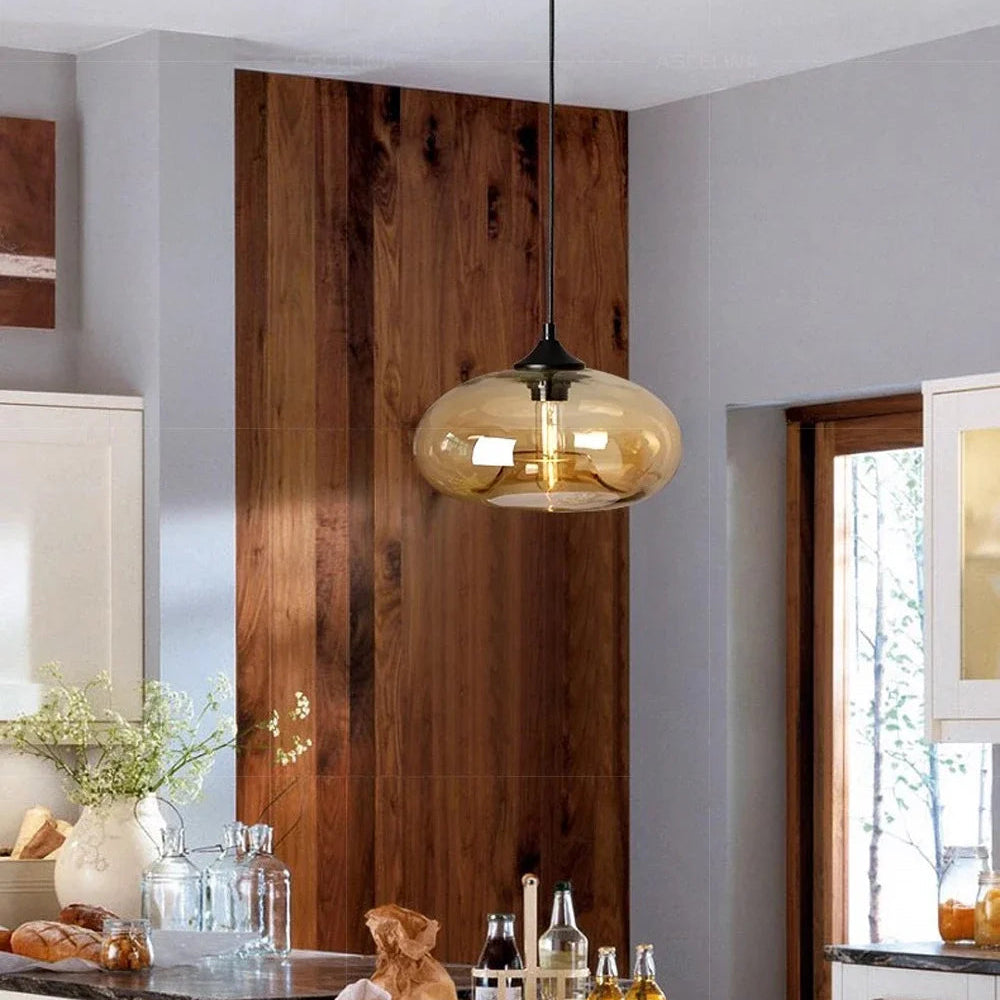 Rayvia Modern Red Colored Glass Pendant Light Hanging Kitchen Dining Fixture