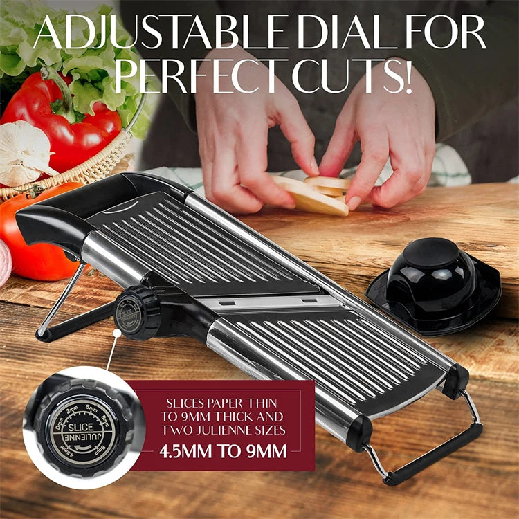 Royallure Adjustable Mandoline Slicer Stainless Steel Vegetable Cutter & Chopper