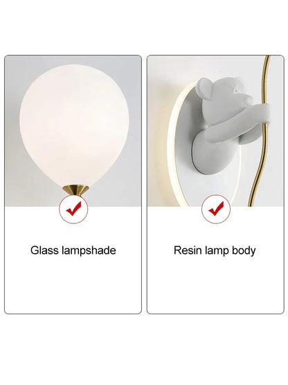 RoyaleGlow Artistic Bear Wall Lamp for Kids Room