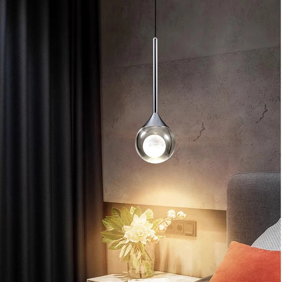Luxora Moon Crystal Pendant Light - Adjustable Modern Hanging Lamp for Bedroom Living Room