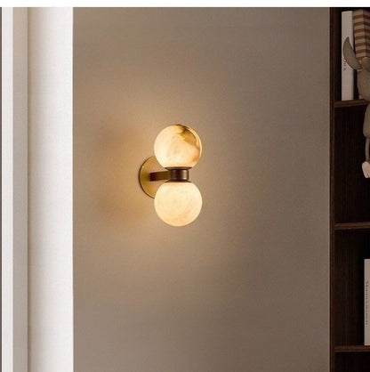 Royelux Modern Marble Dual Globe Wall Sconce - Elegant Nordic Brass Light