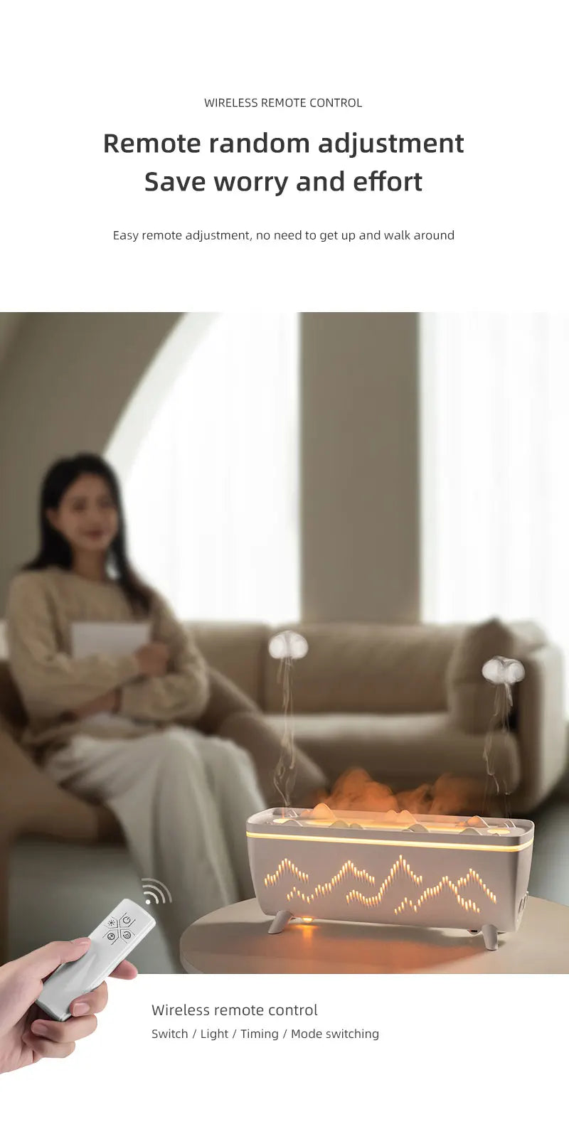 Royaleva Dual Nozzle Aroma Diffuser – Flame Light Humidifier with Jellyfish Mode