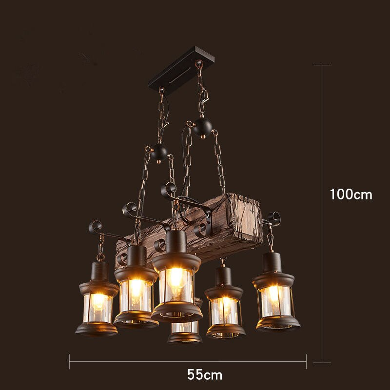 Royaleva Antique Industrial Wood LED Ceiling Light - Pendant Lamps For Vintage Home Decor