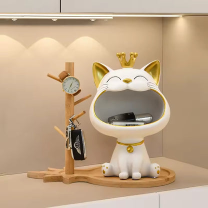 Royallure Lucky Cat Storage Jar – Figurine for Organizing Keys, Jewelry, and Coins