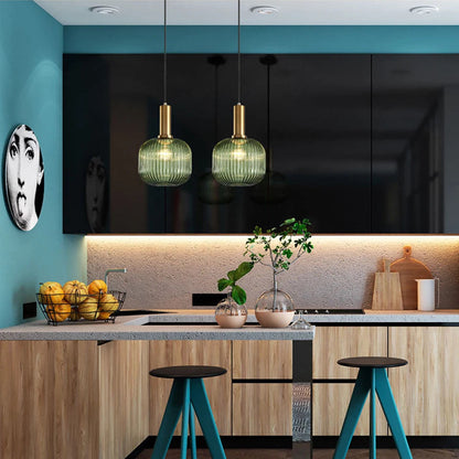 Luxora Nordic Glass Pendant Light, Brass Finish Warm Glow Hanging Lamp