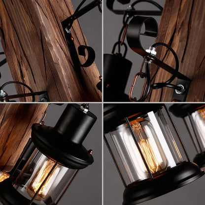 Royaleva Antique Industrial Wood LED Ceiling Light - Pendant Lamps For Vintage Home Decor