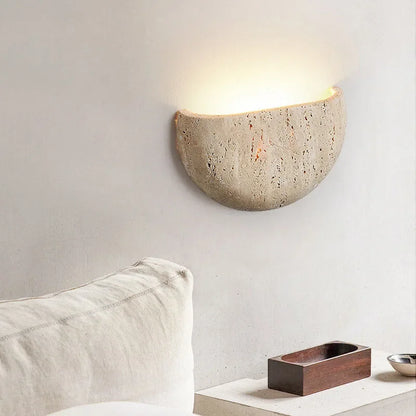 Royelux Minimal Wall Lamp With Natural Stone Texture WabiSabi Style For Calming Ambience