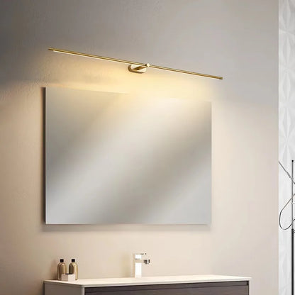 LuxRoyale Minimalist Linear Wall Lamp with Gold End Caps, Aluminum Construction