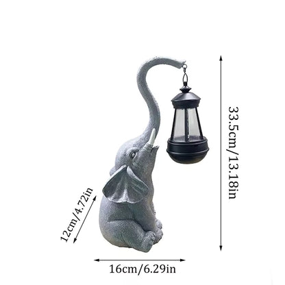 Royallure Elephant Glow Solar Garden Lamp – Resin, Auto-On Warm Ambient Light