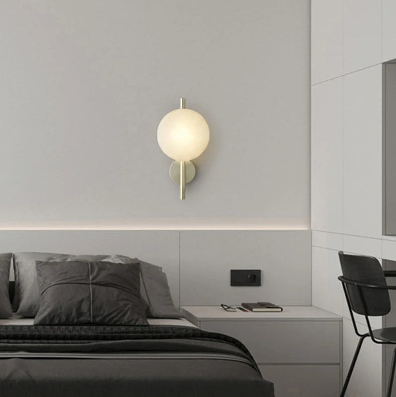 LuxRoyale Nordic Round Glass Wall Light Ceto Minimalist Sconce For Modern Hallway