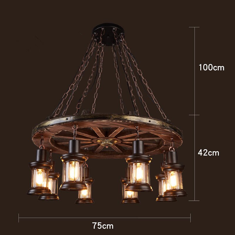 Royaleva Antique Industrial Wood LED Ceiling Light - Pendant Lamps For Vintage Home Decor
