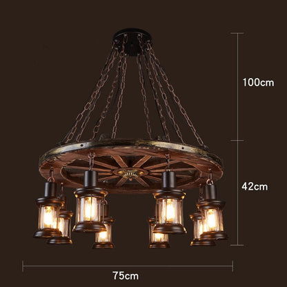 Royaleva Antique Industrial Wood LED Ceiling Light - Pendant Lamps For Vintage Home Decor