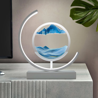 Royallure 3D Hourglass LED Lamp - Mesmerizing Sand Art for Home Decor - White Moon-green