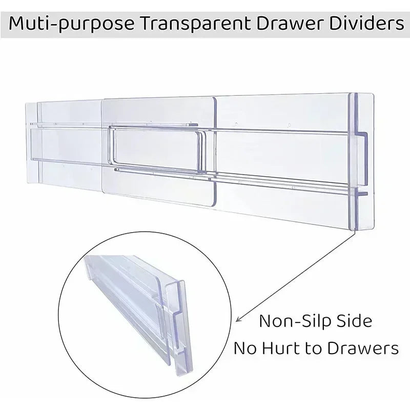 Royelux Adjustable Drawer Dividers – Expandable Clear Organizers for Kitchen & Home