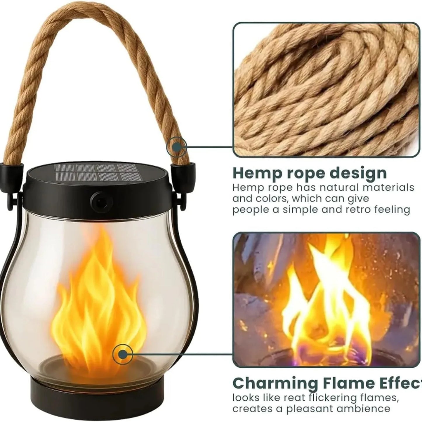 LuxRoyale Premium Solar Powered Outdoor Lanterns With Realistic Flame