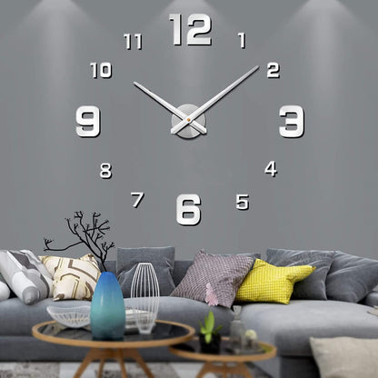 LuxRoyale Frameless Self-Adhesive 3D Wall Clock, Modern Minimalist DIY Decor
