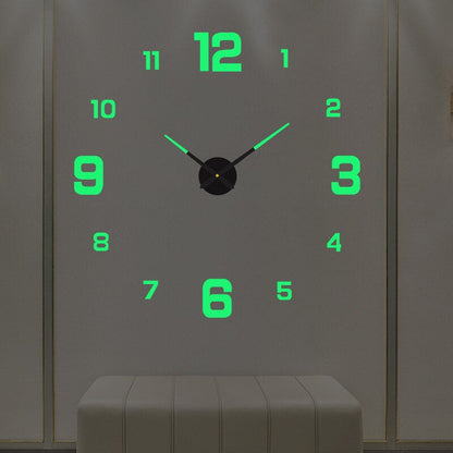LuxRoyale Frameless Self-Adhesive 3D Wall Clock, Modern Minimalist DIY Decor