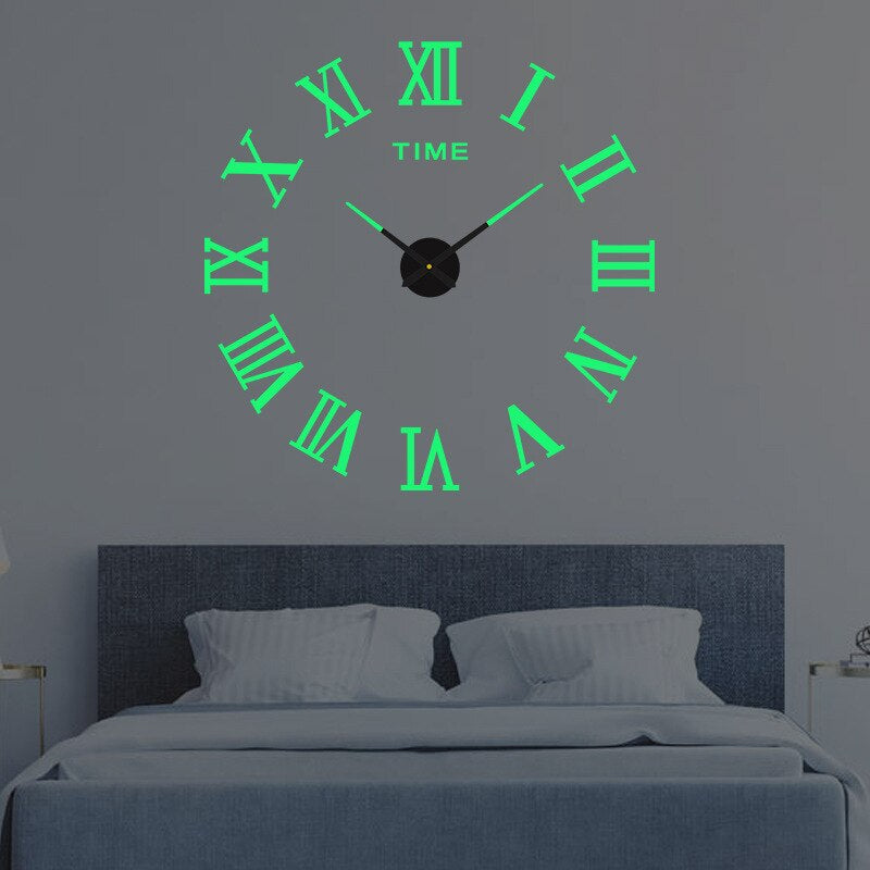 LuxRoyale Frameless Self-Adhesive 3D Wall Clock, Modern Minimalist DIY Decor